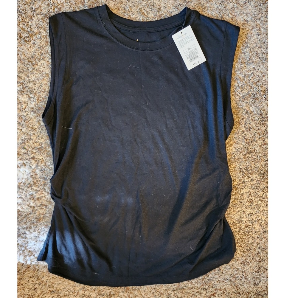 NWT A New Day Black Ruched Side Modal Blend Muscle Tank Top Womens XL